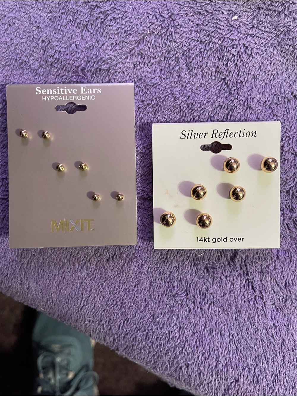 Mixit & Silver Reflection Gold Stud Earring Sets- Gold. New!